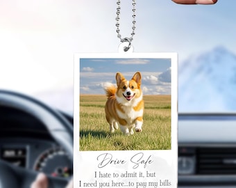 Drive Safe I Need You Here – Custom Pet Photo Rear View Mirror Accessory, Funny Personalized Car Ornament, Gift for Dog Cat Owners