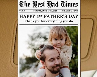 Drive Safe Daddy – Happy First Father's Day Gift, Personalized Wooden Car Visor Clip with Baby Photo, Custom Photo Keepsake for New Dads