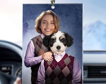 Funny Custom Face – Personalized Photo Rear View Mirror Accessory, Unique Car Ornament Gift for Friends, Family, Pet Lovers, Him or Her