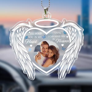 I&#39;ll Hold You In My Heart Forever – Custom Photo Rear View Mirror Charm, Memorial Car Accessory, Sympathy Gift, Personalized Ornament