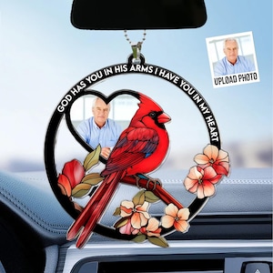 Have You In My Heart – Personalized Photo Rear View Mirror Accessory, Memorial Car Ornament, Custom Remembrance Gift for Loss of Loved One