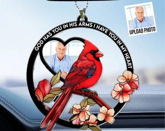 Have You In My Heart – Personalized Photo Rear View Mirror Accessory, Memorial Car Ornament, Custom Remembrance Gift for Loss of Loved One