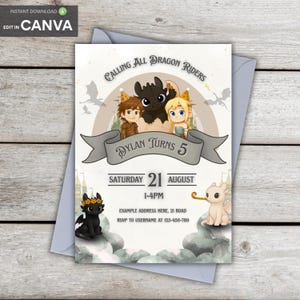How To Train Your Dragon Birthday Invite, Toothless Birthday Invitation, HTTYD Birthday, Dragon Themed Birthday Card Invite, Toothless Party