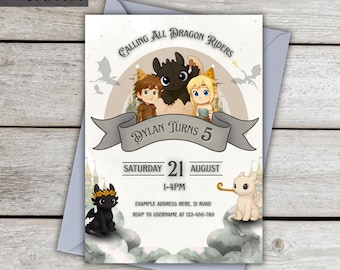 How To Train Your Dragon Birthday Invite, Toothless Birthday Invitation, HTTYD Birthday, Dragon Themed Birthday Card Invite, Toothless Party