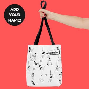 Personalized Pole Dance Tote Bag with Black and White Design, Great Gift Idea for Pole Dancers