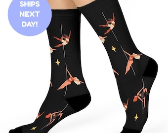 Pole Dance Socks - Cushioned Crew Length Socks for Dancers and Fitness Lovers Fun Pole Dancing Gift for Women and Performers