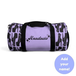 Purple Duffle Bag with Pole Dance Heels Design - Personalized Gym or Travel Bag