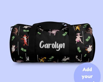 Fun Duffle Bag with Animals Pole Dancing Design - Personalized Gym or Travel Bag