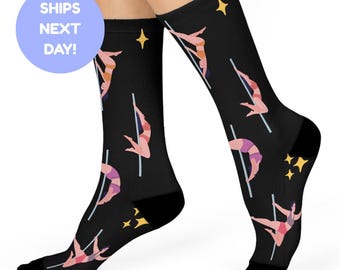 Pole Dance Socks - Cushioned Crew Length Socks for Dancers and Fitness Lovers Fun Pole Dancing Gift for Women and Performers