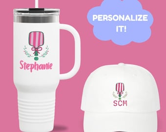 Personalized Pickleball Gift Set: 40 Oz Tumbler Cup & Embroidered Hat