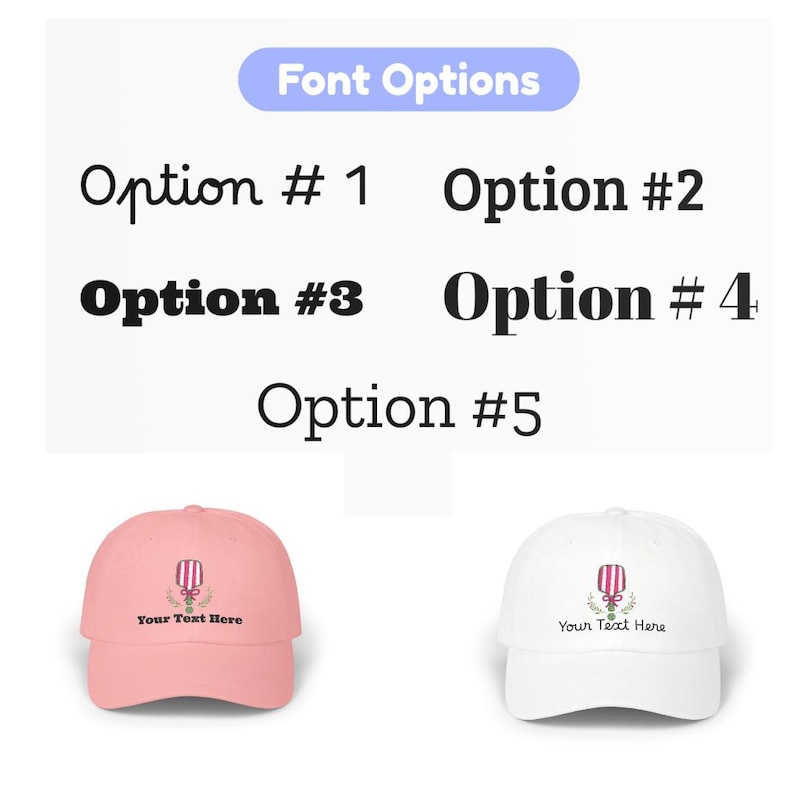 Embroidered Pickleball Hat, Personalized Gift Present, Cute Pickleball Hat, Custom Initials, Name, Adjustable Baseball Cap, afbeelding 4