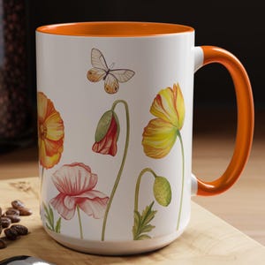 Wildflowers Accent Coffee Mug, Floral Ceramic Mug for Nature Lovers, Cottagecore Tea Cup, Botanical Gift for Her, Garden Lover Mug