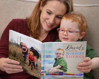 Libro fotografico personalizzato per bambini con filastrocche, copertina rigida, regalo personalizzato per neonati, libro per bambini 8x8, regalo di compleanno