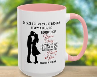 Personalized Accent Mug - I Want To Grow Old With You, Anniversary Gif