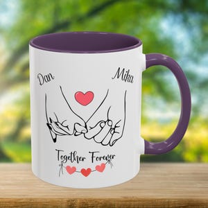 Gepersonaliseerde mok paarbelofte, minimalistische paarmok, jubileumcadeau, romantische mok, aangepaste mok, zoet cadeau voor stel, schattig koffiekopje