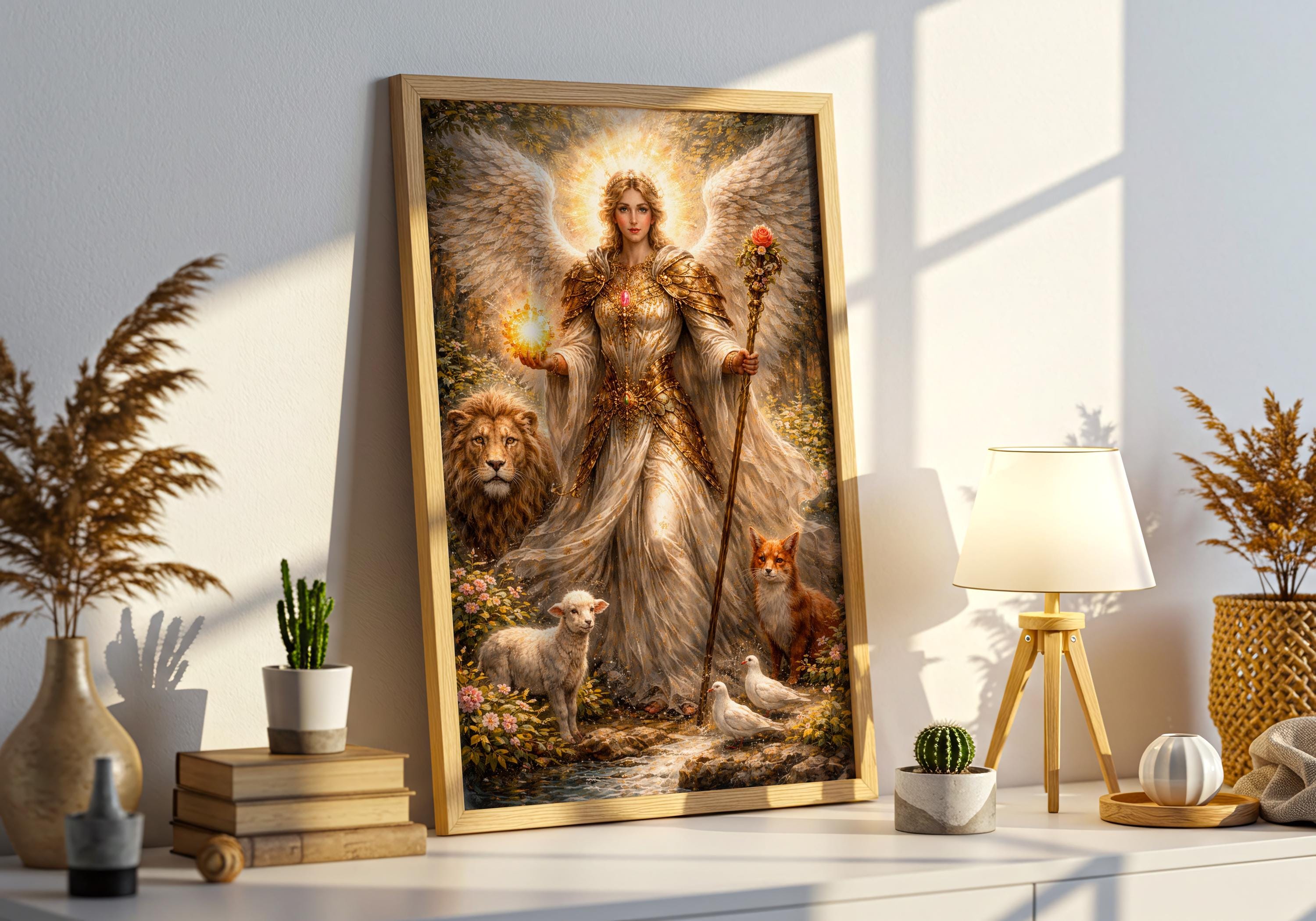 Ariel, Archangel of Natura 1枚 Archangel Ariel - Guardian of Animals - Ceramic Tile-lisa Azzano