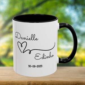 Personalized Couples Mug Gift, 1st Anniversary Mug, Wedding Gift for Couples, Custom Name and Date Mug, Romantic Keepsake Gift for Him Her