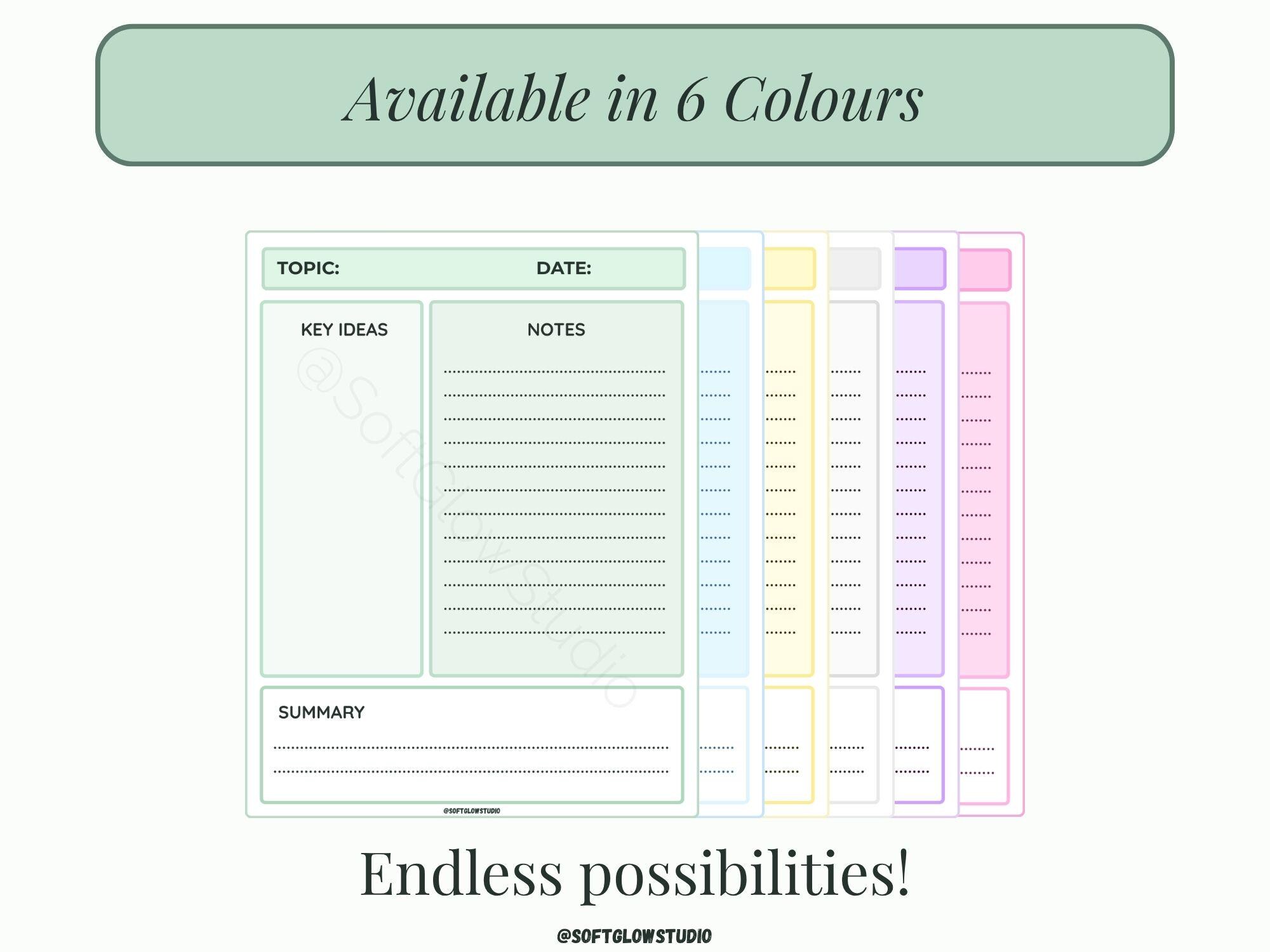 Sage Green Cornell Notes Template: Printable PDF, Goodnotes ...
