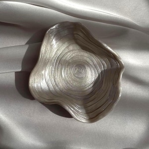 Handmade Polymer Clay Trinket Dish- Wavy Textured Jewelry Tray, Minimalist home decor, Organic Modern Catchall Bowl