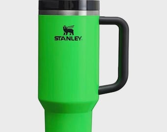 Stanley Quencher H2.0 Neon Green Tumbler 40oz with Handle & Straw