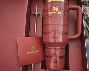 Red Insulated Tumbler with Handle, Stainless Steel Travel Mug, Valentine's Day Drinkware