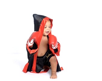 custom made satin baby boxing robe trunk set boxing outfit personalized baby boxer outfit boxer costume little fighter outfit boxing trunks