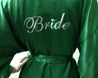 emerald green silk dressing gown