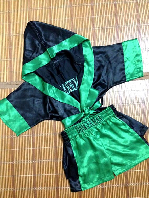 K2-CUSTOM Made Satin Baby BOXING Robe Trunk Set Boxing Outfit