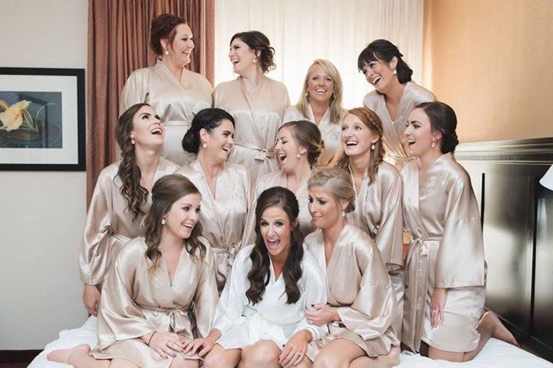 Customizable Silk Satin Bridesmaid Robes, Embroidered Names, Plus Size Available, Wedding Prep Robes, Personalized Bridal Party image 12