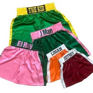 AANGEPASTE geborduurde en gepersonaliseerde satijnen boksshorts Boksbroek voor volwassenen en kinderen boksbroek Boksshorts herenshorts babyshorts
