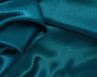 Silk satin Teal Fabric Dark Blue Supplies Fabric by yard cheap Craft fabric Silk square bridal fabric Fat quarter silk cheap by the yard