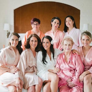 Custom Embroidered Satin Bridesmaid Robes, Personalized Bridal Party, Plus Size Robes, Wedding Morning, Getting Ready, Bride Robe Gift image 15