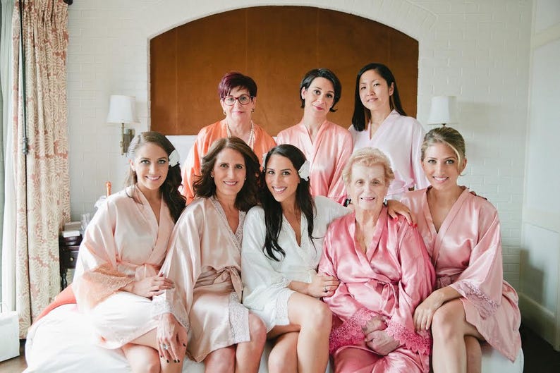 Custom Embroidered Satin Bridesmaid Robes, Personalized Bridal Party, Plus Size Robes, Wedding Morning, Getting Ready, Bride Robe Gift image 15