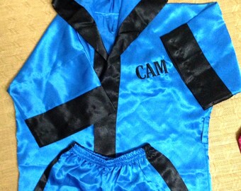 K3-CUSTOM Made Satin Baby Boxing Robe Trunk Set Boxing Outfit