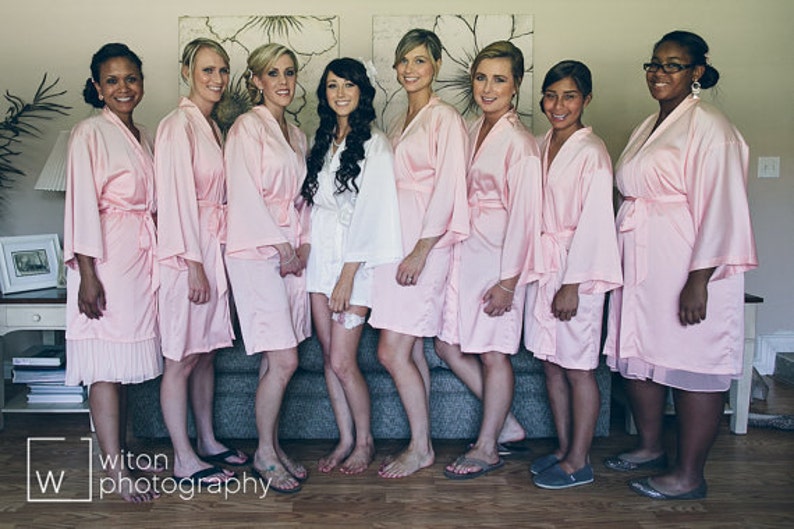 Bridesmaid Robes Pink wedding robes bridesmaid silk robe gown Etsy