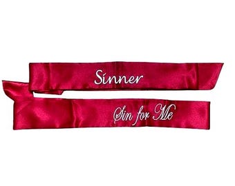 Personalized Silk Satin Ribbon Blindfold: Reversible Eye Mask, Wrist Wrap