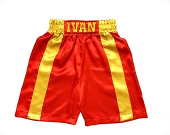 Shorts de boxe en satin personnalisés pour adultes et enfants Shorts de boxe pour hommes, broderie personnalisée