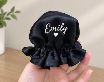 Custom Embroidery Silk Satin Hair Bun Cover, Protective Hair Accessory