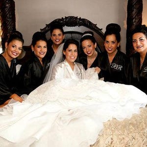 Customizable Silk Satin Bridesmaid Robes, Embroidered Names, Plus Size Available, Wedding Prep Robes, Personalized Bridal Party image 14