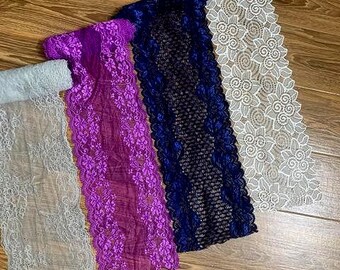 Assorted Lace Trim Ribbon, Chantilly Lace By the Yard for Baby Headbands Elastic Lace Trim for Girls Hair Accessories