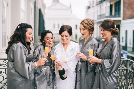 grey bridesmaid robe