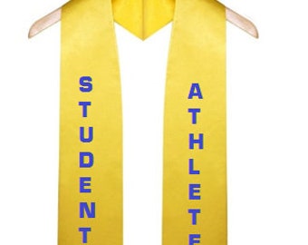 Custom Student Athlete Satin Graduation Sash and  Stoles - Gold Satin-Embroidery Graduation Stoles - Graduation Gifts