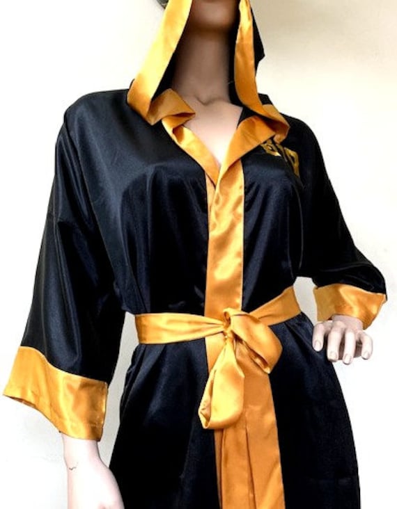 túnica de boxeo hecho por encargo/bata de boxeo de seda de satén