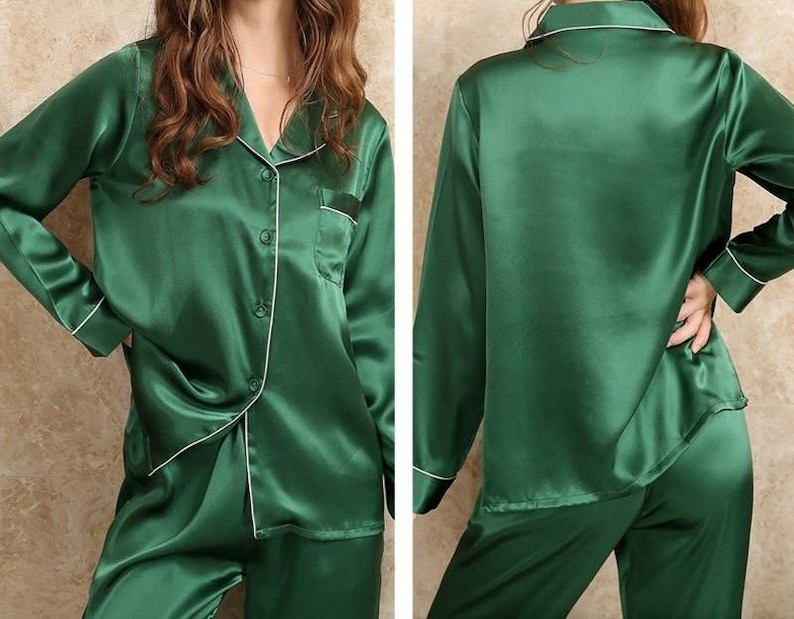 P7personalized Silk Satin Pajamas Bridesmaid Pajamas Long Etsy