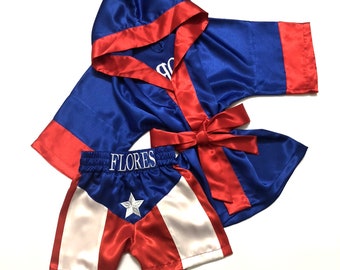 CUSTOM Made NATIONAL FLAG boxing Robe Trunk set Boxing Outfit Personalized baby boxer outfit Boxer costume little fighter outfit boxing