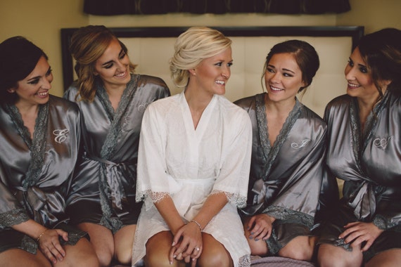 grey bridesmaid robe