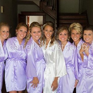 Customizable Silk Satin Bridesmaid Robes, Embroidered Names, Plus Size Available, Wedding Prep Robes, Personalized Bridal Party image 10