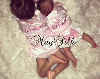 Kids Robes Flower Girl Robes Satin Robes Personalized Robes Bridal Robes Custom Robes Customized Kimono Robes Gift For Her Wedding Gift