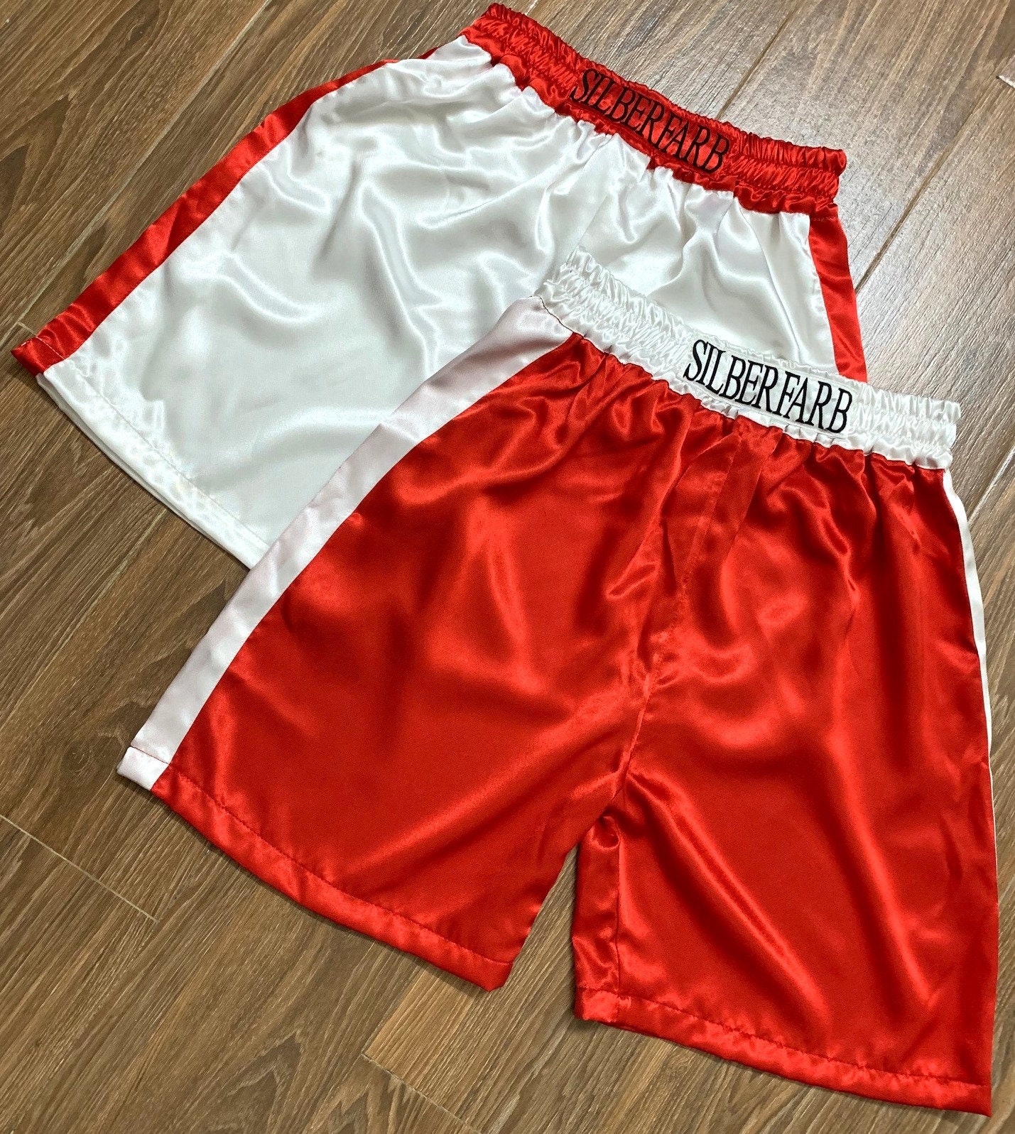 Personalized Red Boxing Shorts - Custom Boxing Trunks : KNBSH-018