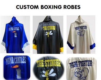 Adult Boxing Silk Satin robes Custom made robes Personalized robes embroidered robes, mongorammed robes Boxing robes Men boxing robes Couple